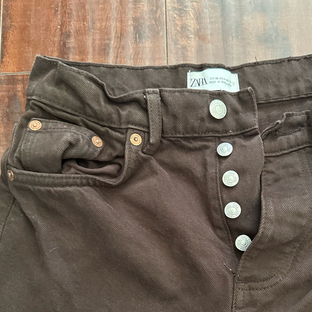 Zara Denim Brown Jeans Pants US size 4 - Picture 3 of 5